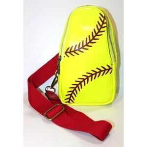 Baseball Sling Backpack Crossbody Shoulder Bag Bright Yellow Unisex Sports Pack